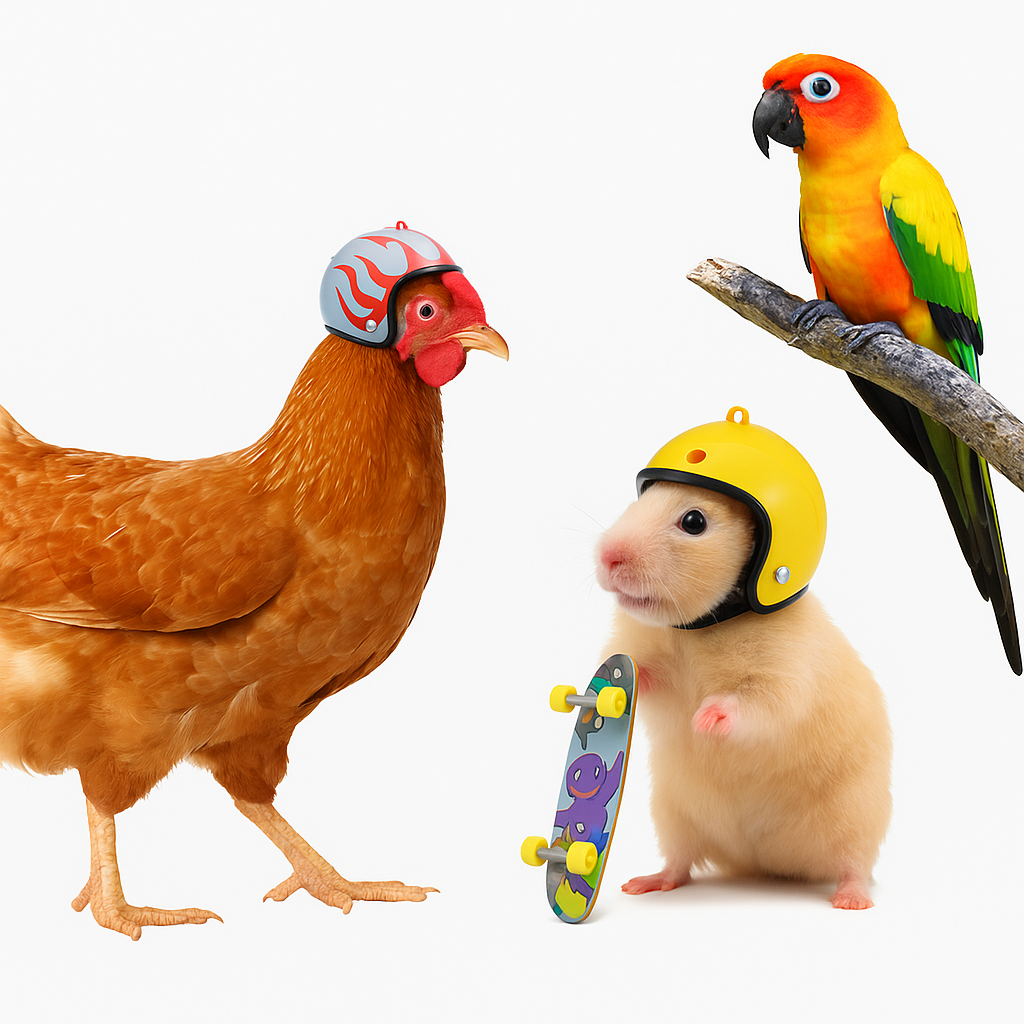 Beschermende Minihelm voor Kippen en Kleine Huisdieren